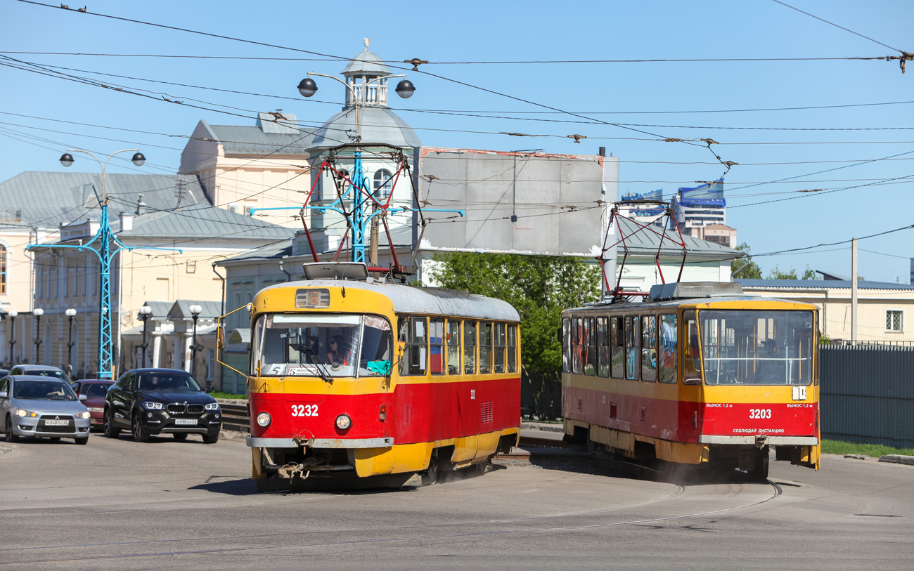 Барнаул, Tatra T3SU № 3232; Барнаул, Tatra T6B5SU № 3203