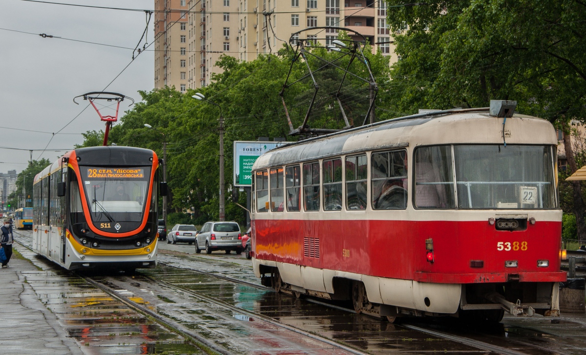 Киев, К1М6 № 511; Киев, Tatra T3SU № 5388