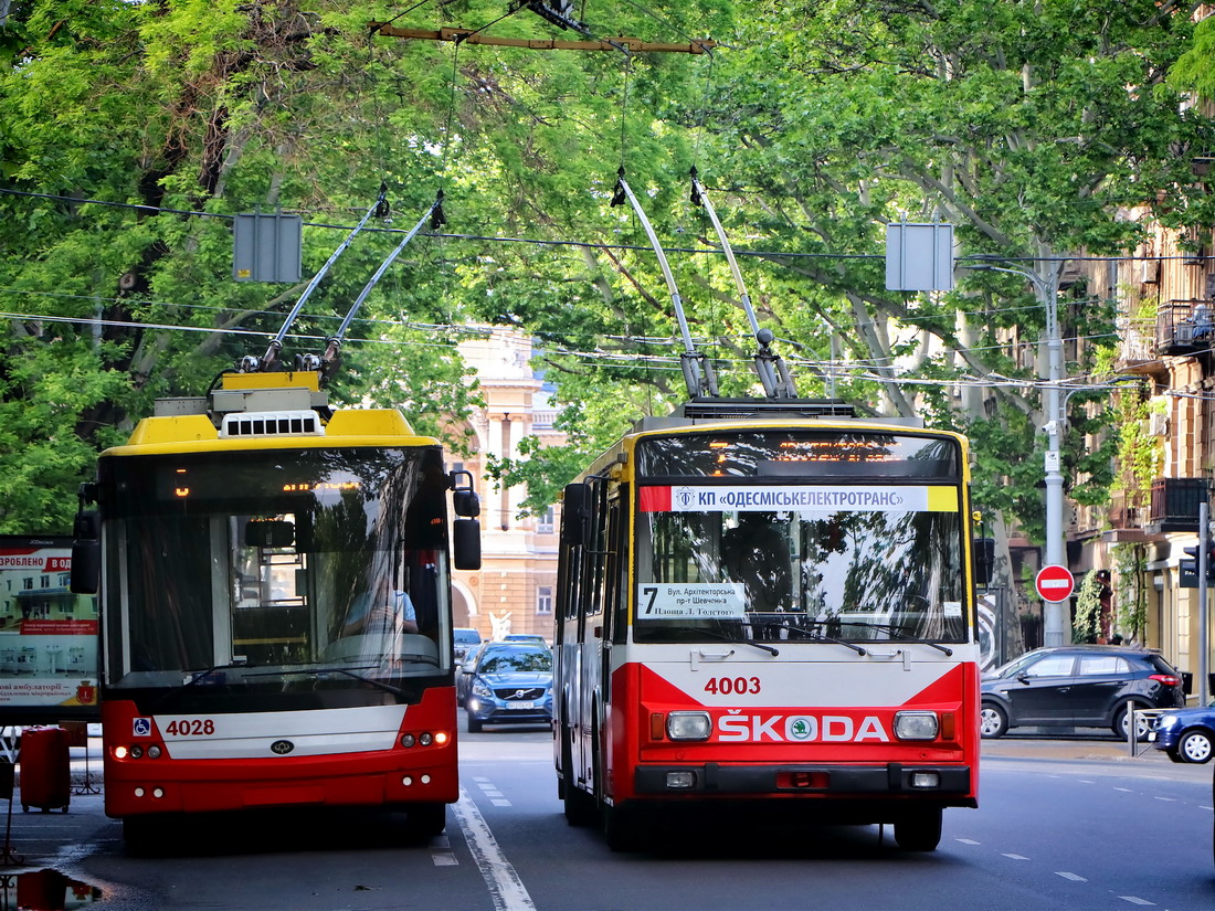 Одесса, Богдан Т70117 № 4028; Одесса, Škoda 14Tr17/6M № 4003
