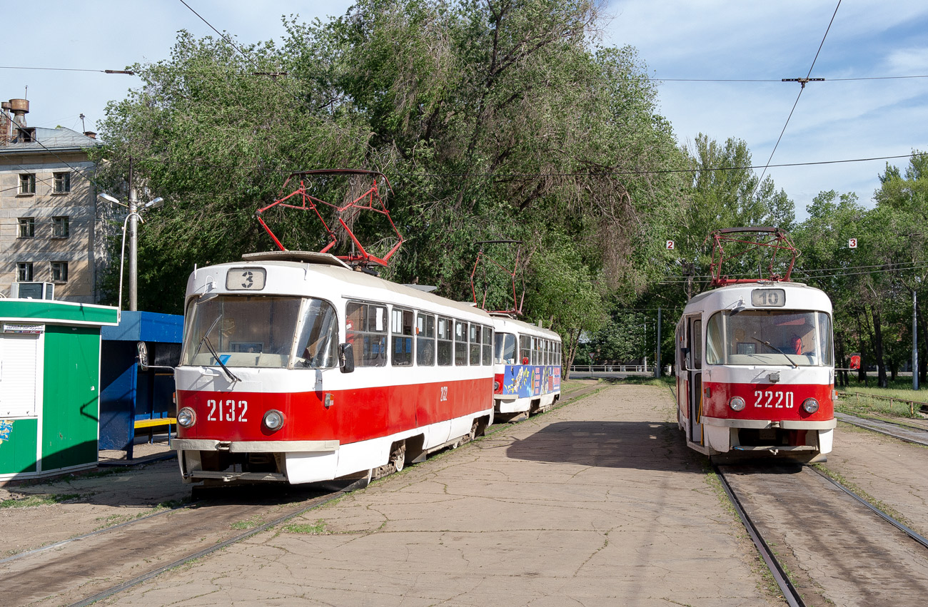 Самара, Tatra T3SU № 2132; Самара, Tatra T3E № 2220; Самара — Конечные станции и кольца (трамвай)