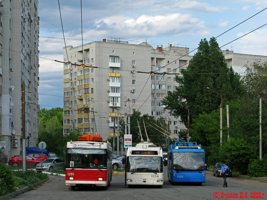 Саратов, Тролза-5275.05 «Оптима» № 1261; Саратов, БКМ 321 № 1334; Саратов, Тролза-5265.00 «Мегаполис» № 1331
