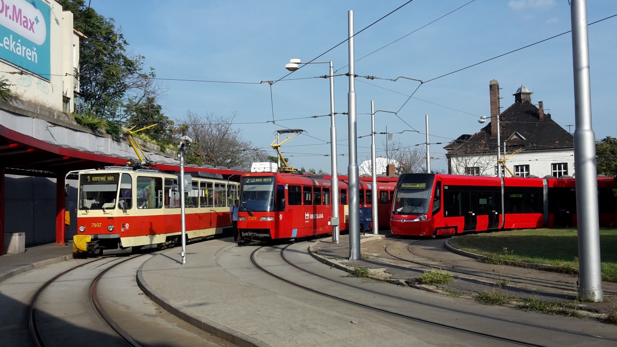 Братислава, Tatra T6A5 № 7937; Братислава, Tatra K2S № 7128; Братислава, Škoda 30T ForCity Plus № 7523