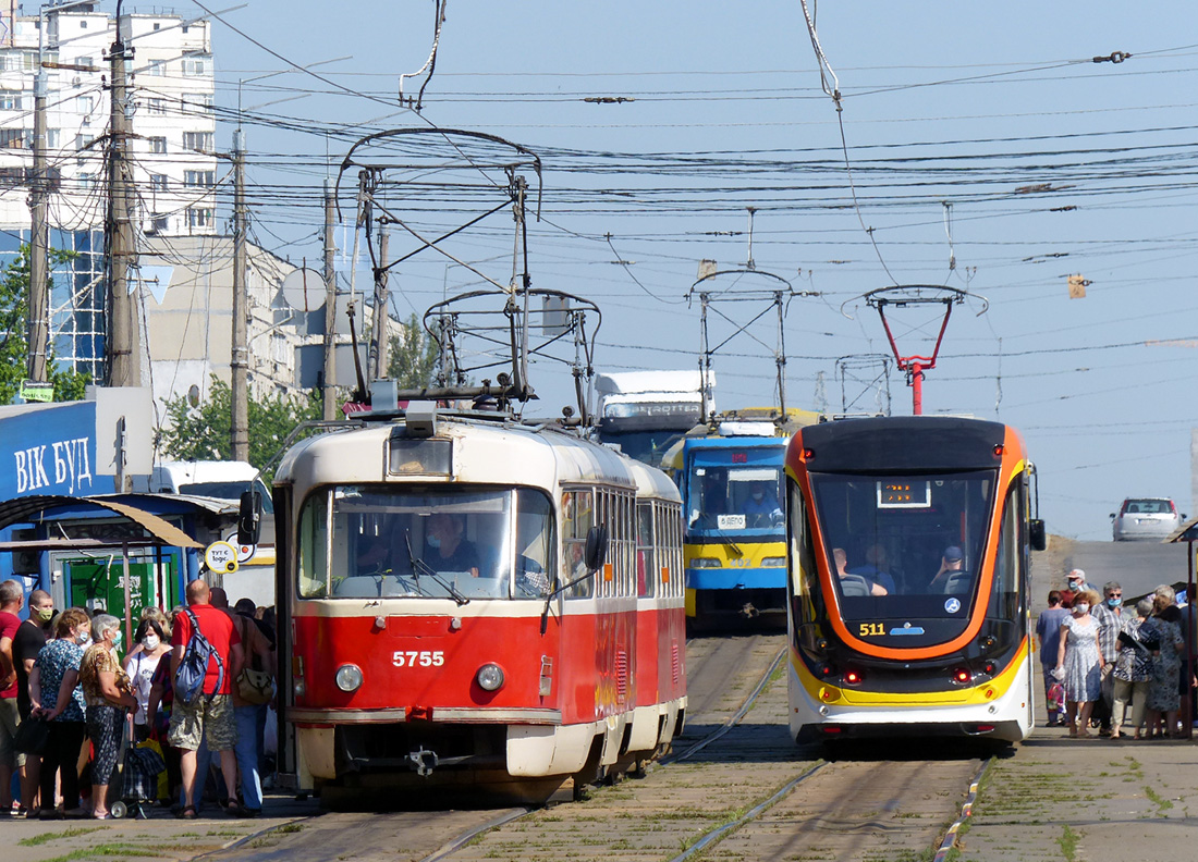 Kijevas, Tatra T3 nr. 5755; Kijevas, K1M6 nr. 511