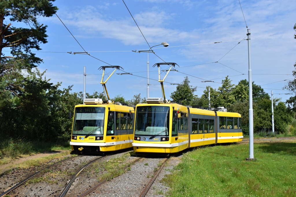 Пльзень, Škoda 03T4 Astra № 308; Пльзень, Škoda 03T3 Astra № 307