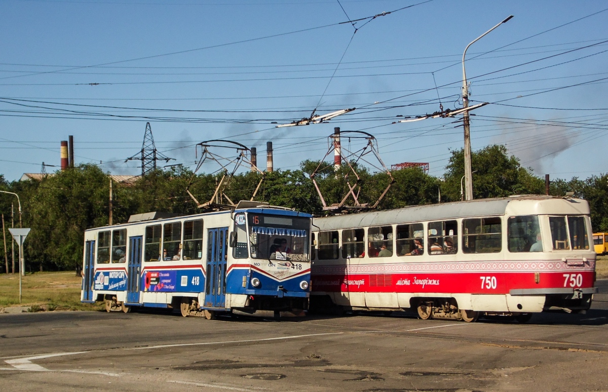 Запорожье, Tatra T6B5SU № 418; Запорожье, Tatra T3SU № 750