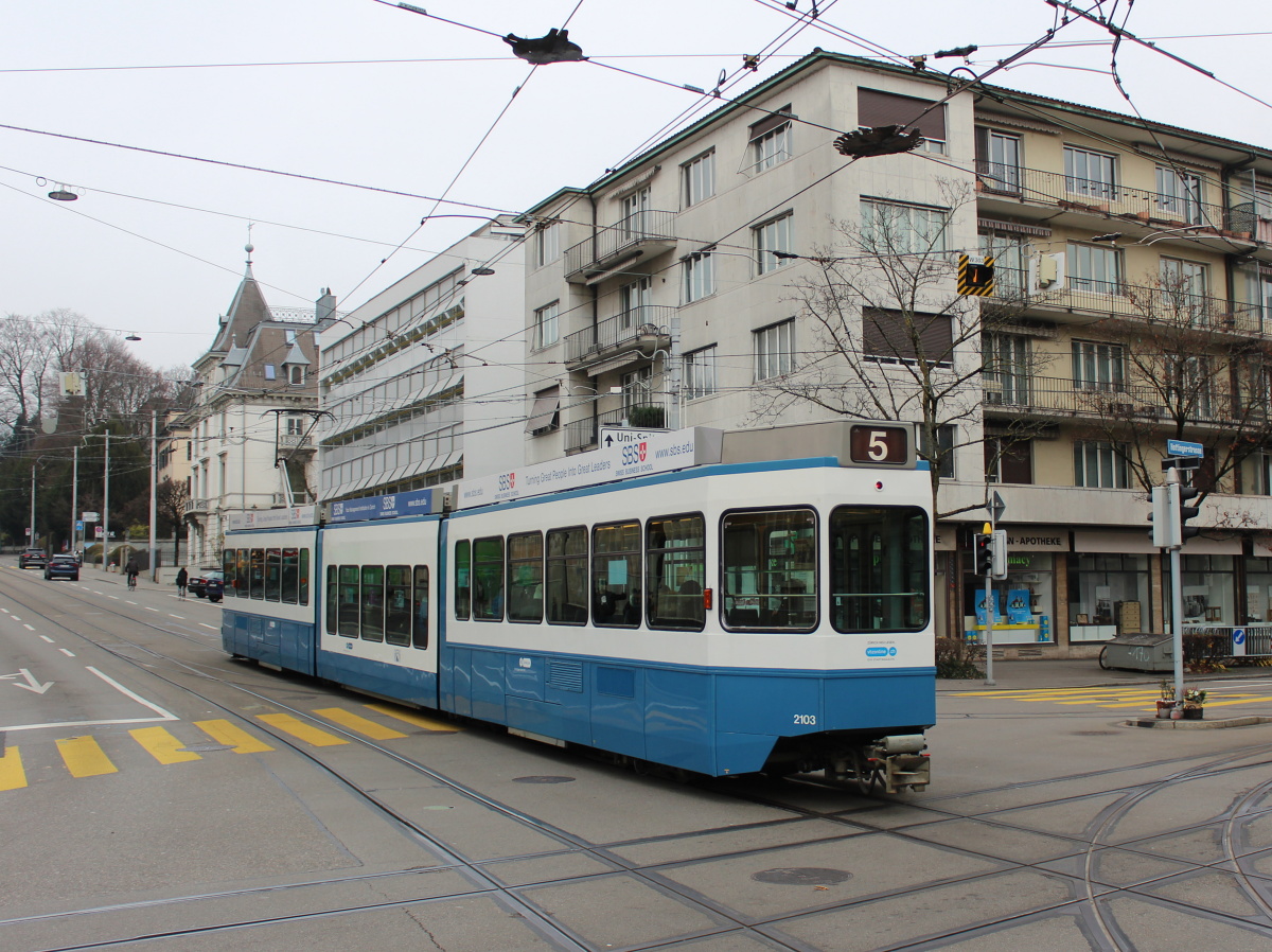 Цюрих, SWP/SIG/ABB Be 4/8 "Tram 2000 Sänfte" № 2103