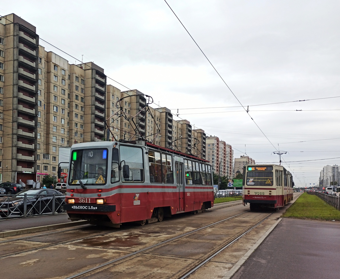 Санкт Петербург, ТС-77 № 3611; Санкт Петербург, ЛВС-86К № 7055