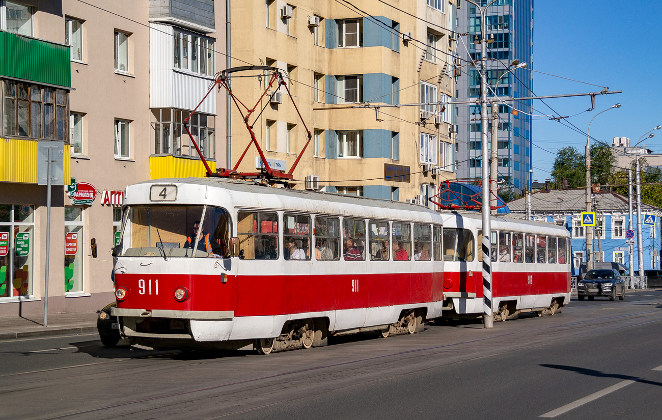 Самара, Tatra T3SU (двухдверная) № 911