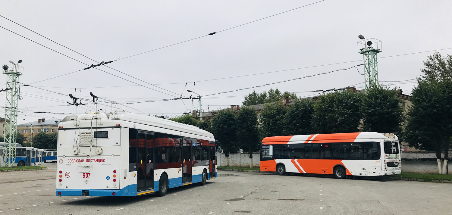 Чебоксары, Тролза-5265.08 «Мегаполис» № 907; Чебоксары, УТТЗ-6241-10-02 «Горожанин» № 912