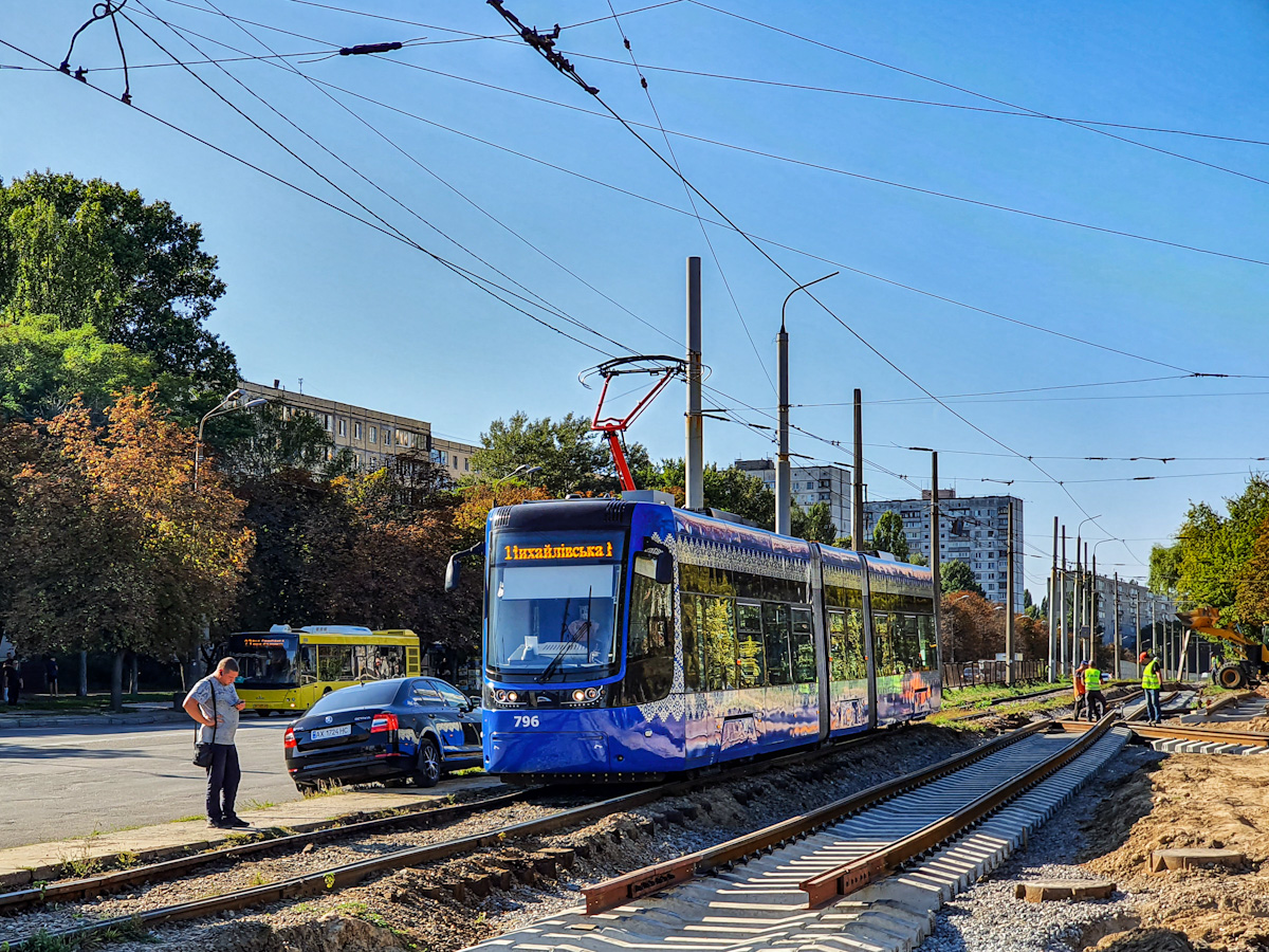 Kijów, PESA 71-414K (Fokstrot) Nr 796; Kijów — Reconstruction of rapid tramway line: non-rapid section