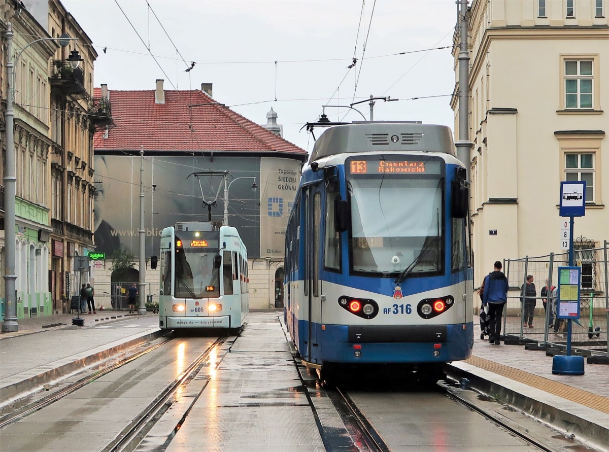 Краков, Duewag/MPK GT8N № RF316; Краков, Bombardier NGT6 № RP605