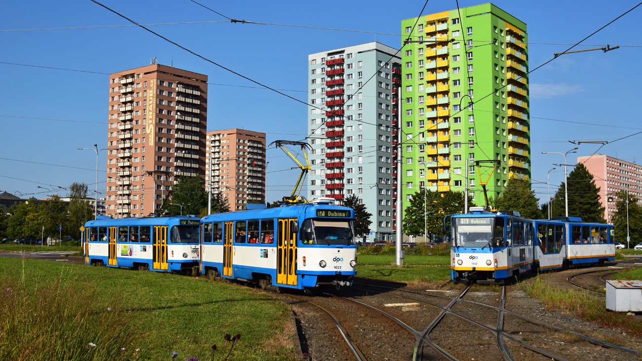 Ostrava, Tatra T3R.P nr. 1023; Ostrava, Tatra T3R.P nr. 1019; Ostrava, Tatra KT8D5R.N1 nr. 1512