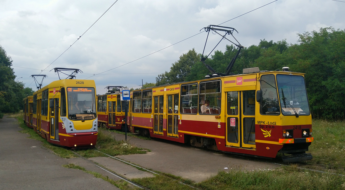 Łódź, Konstal 805NaND # 2628; Łódź, Konstal 805Na # 2418