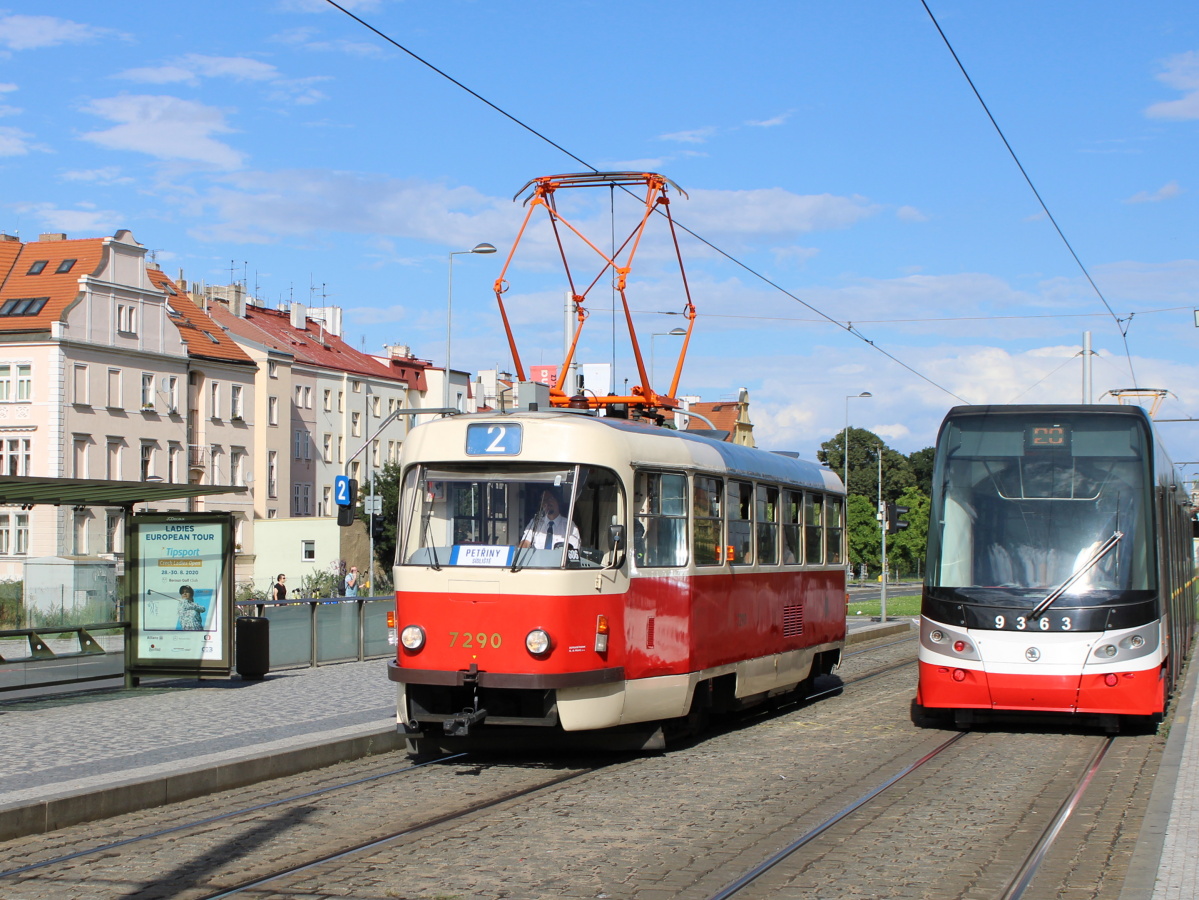 Прага, Tatra T3SUCS № 7290; Прага, Škoda 15T5 ForCity Alfa Praha № 9363