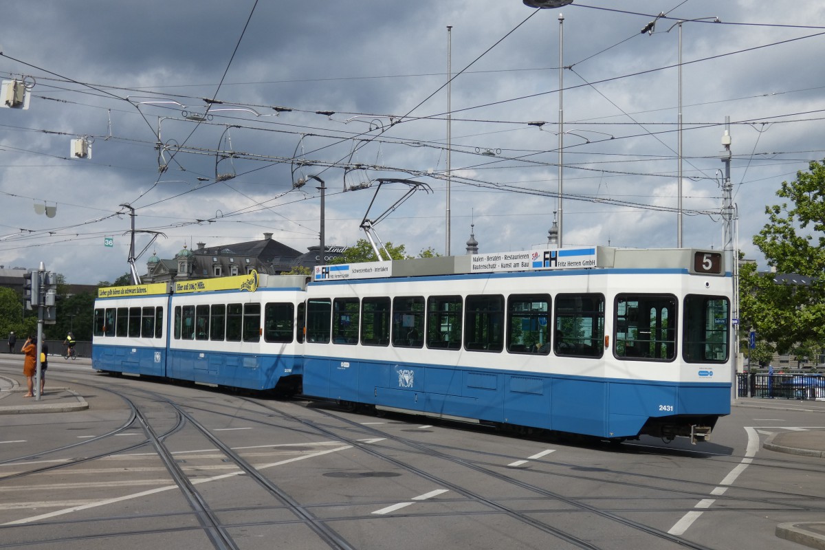 Zurich, SWP/SIG/ABB Be 2/4 "Tram 2000 Pony" № 2431