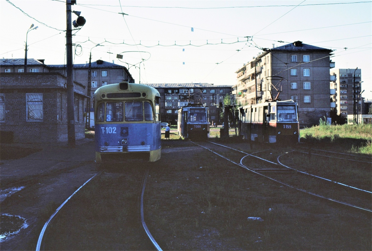 Ангарск, РВЗ-6М2 № 102; Ангарск, 71-132 (ЛМ-93) № 008; Ангарск, 71-605А № 159