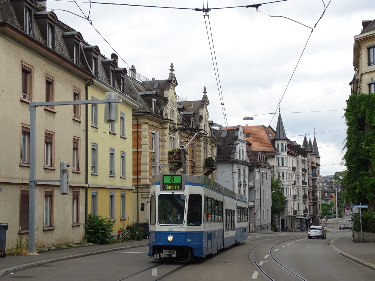 Цюрих, SWP/SIG/ABB Be 4/8 "Tram 2000 Sänfte" № 2106