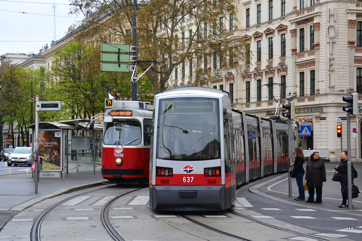 Вена, SGP Type E2 № 4018; Вена, Siemens ULF-B № 637