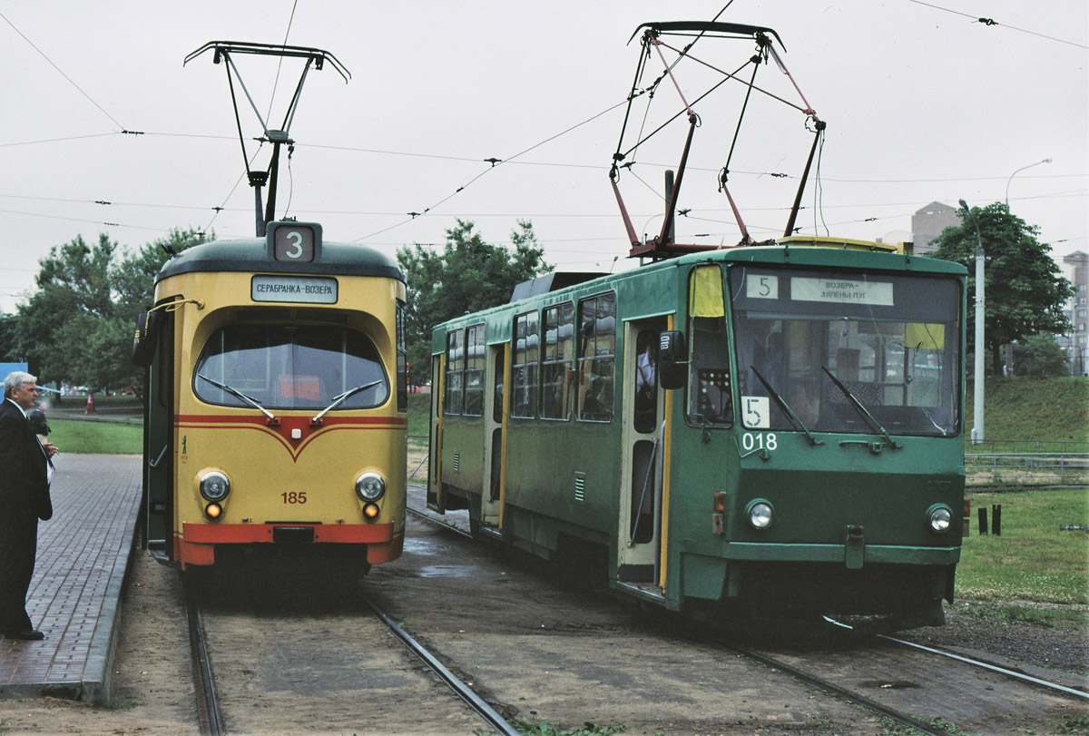 Минск, DWM GT8-D № 185; Минск, Tatra T6B5SU № 018