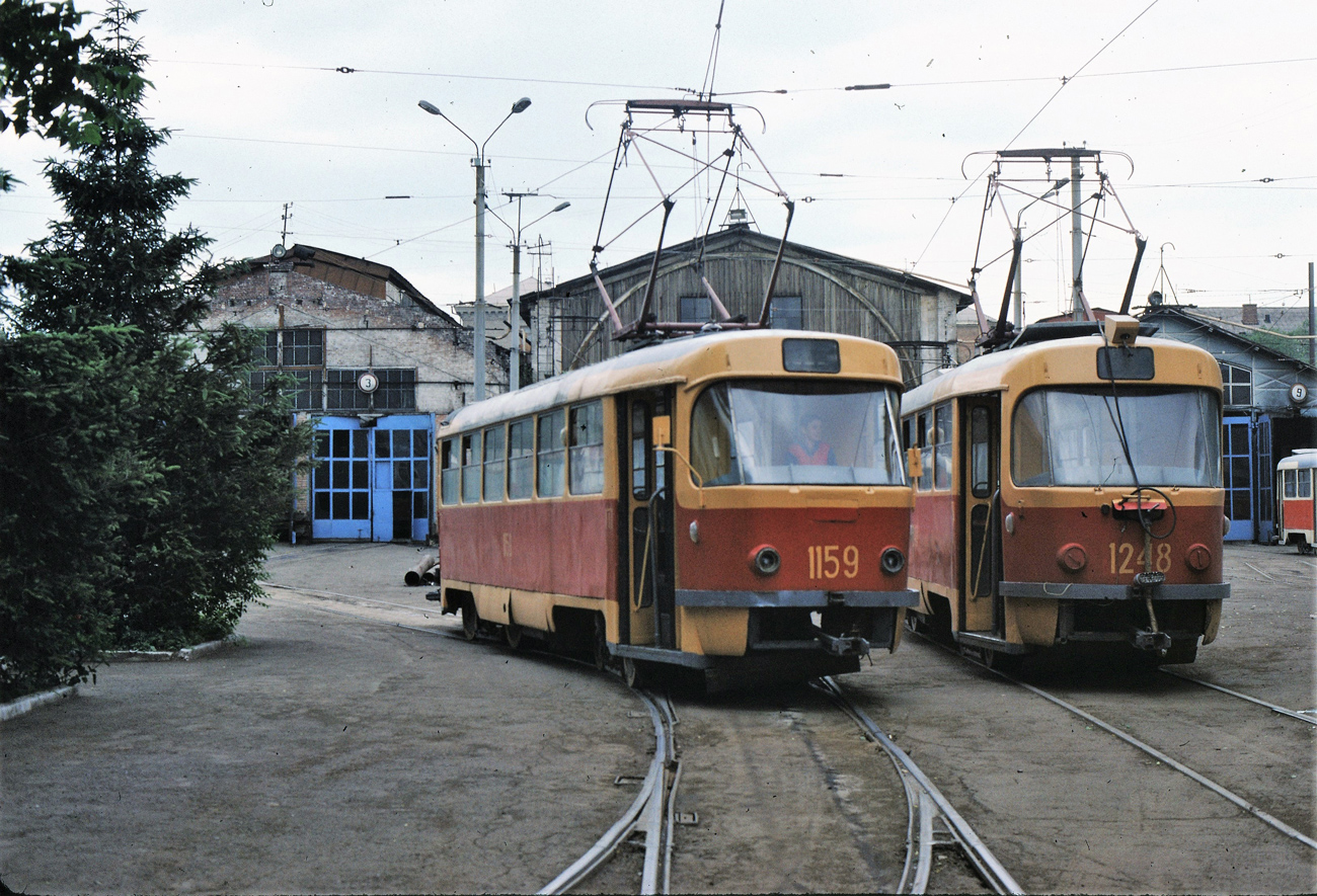 Днепр, Tatra T3SU (двухдверная) № 1159; Днепр, Tatra T3SU № 1248; Днепр — Исторические фотографии: Серии иностранных авторов; Днепр — Территория трамвайных депо