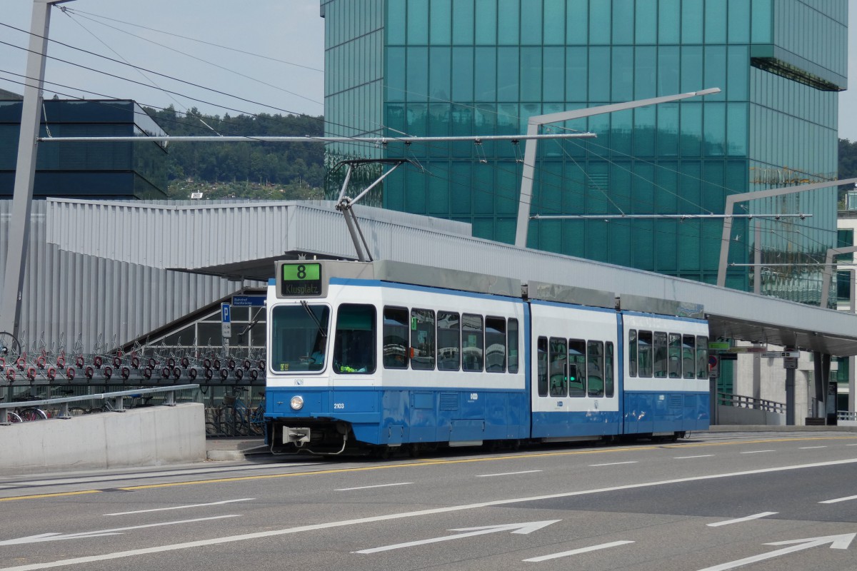 Цюрих, SWP/SIG/ABB Be 4/8 "Tram 2000 Sänfte" № 2103