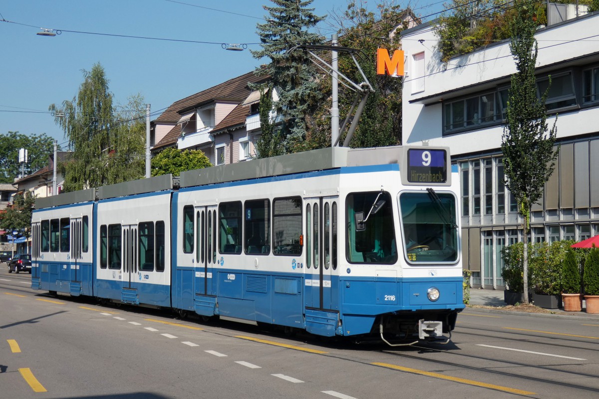 Zürich, SWP/SIG/ABB Be 4/8 "Tram 2000 Sänfte" Nr. 2116