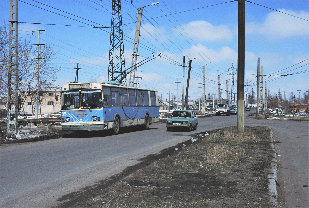 Karaganda, ZiU-682G [G00] Nr. 95; Karaganda — Old photos (up to 2000 year); Karaganda — Trolleybus lines; Karaganda — Visit of transport enthusiasts 21.04.1998