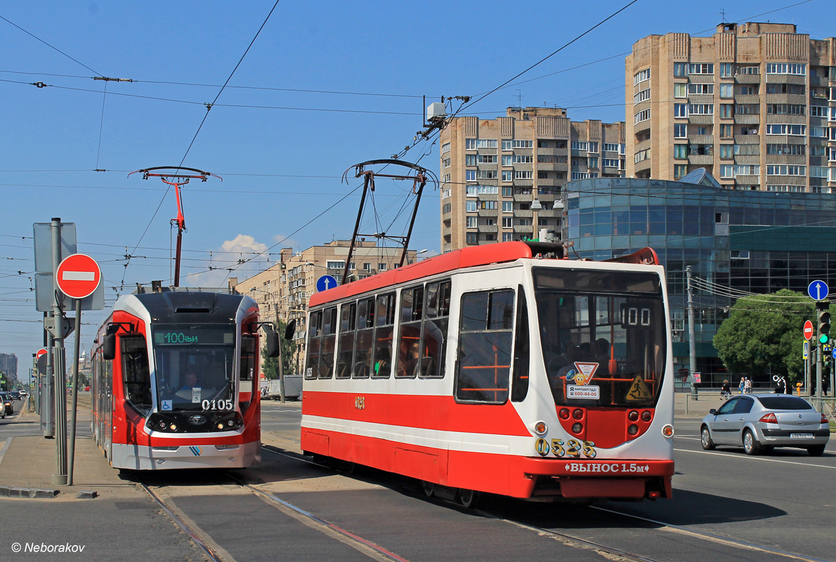 Санкт-Петербург, 71-931 «Витязь» № 0105; Санкт-Петербург, 71-134А (ЛМ-99АВН) № 0525