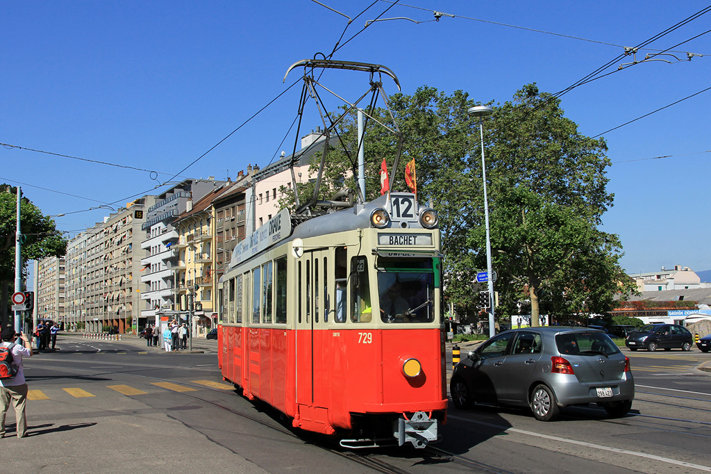 Женева, SWP/SAAS Be 4/4 № 729; Женева — 150 лет женевским трамваям