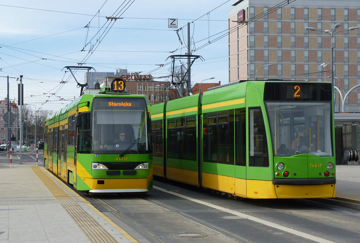 Posen, Tatra RT6-MF 06 AC Nr. 402; Posen, Siemens Combino Nr. 512