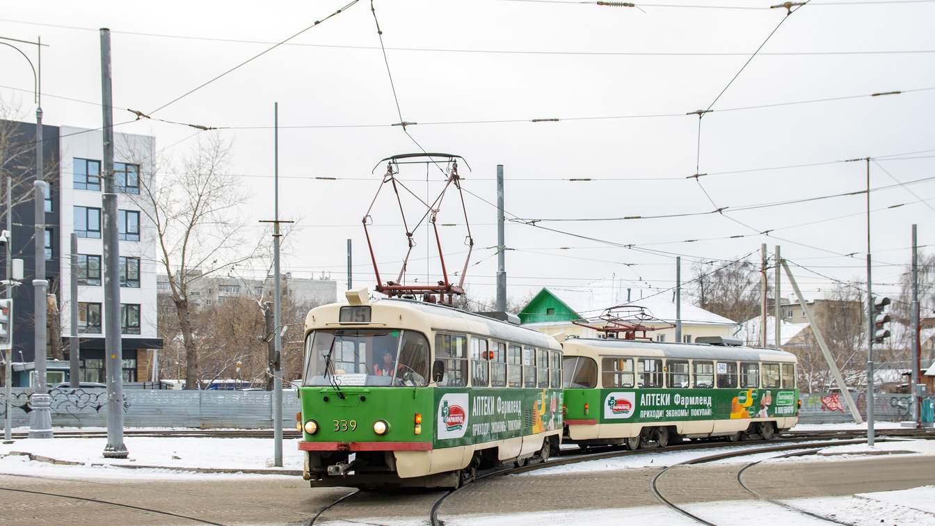 Jekaterynburg, Tatra T3SU Nr 339; Jekaterynburg, Tatra T3SU Nr 340 Jekaterynburg, Tatra T3SU Nr 339; Jekaterynburg, Tatra T3SU Nr 340