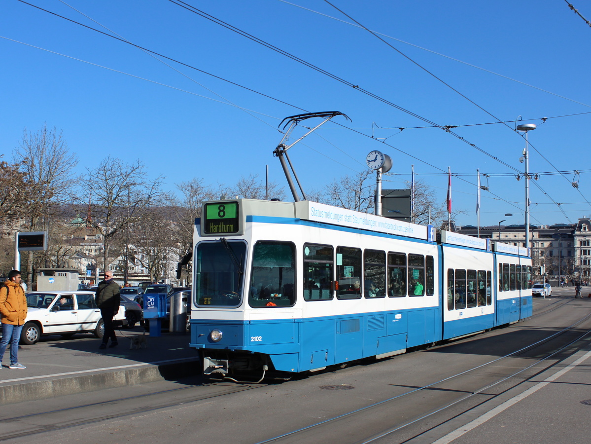 Zürich, SWP/SIG/ABB Be 4/8 "Tram 2000 Sänfte" # 2102