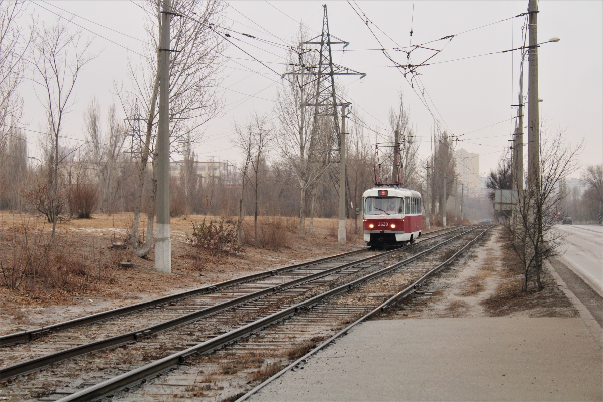Волгоград, Tatra T3SU (двухдверная) № 2628; Волгоград — Трамвайные линии: [2] Второе депо — Советский район