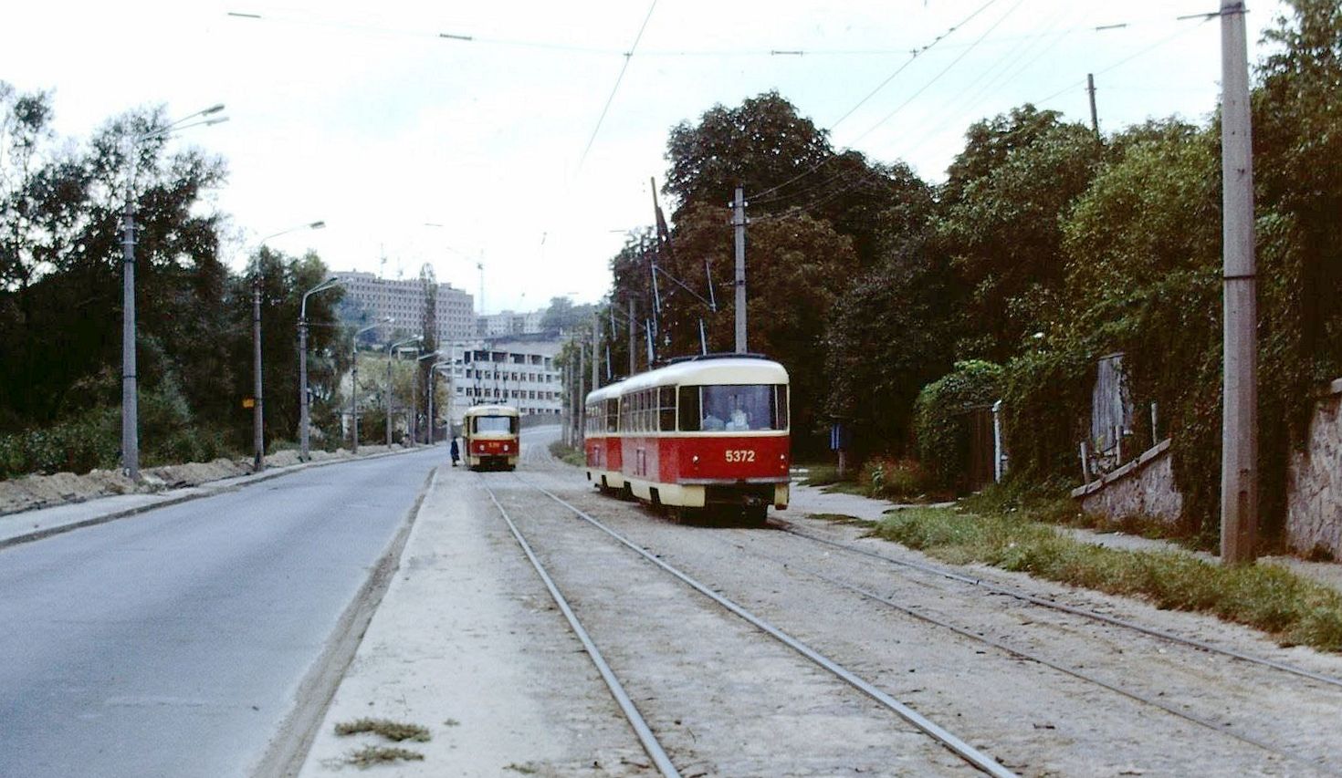 Kyiv, Tatra T3SU (2-door) Br. 5372; Kyiv — Historical photos; Kyiv — Tramway lines: Closed lines