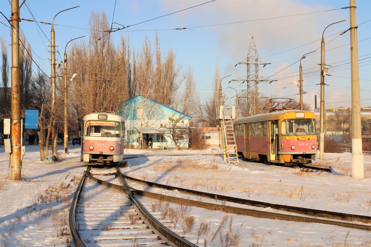 Волгоград, Tatra T3SU (двухдверная) № 2614; Волгоград, Tatra T3SU № 5804