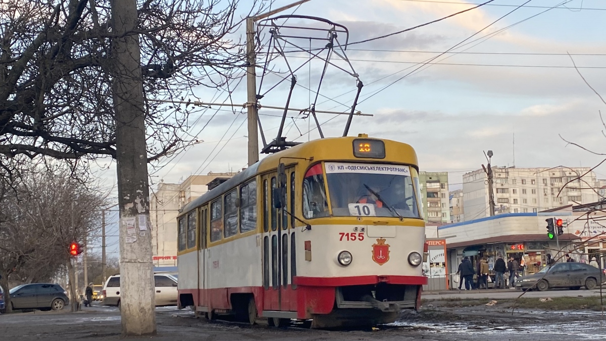 Одесса, Tatra T3A № 7155; Одесса — Трамвайные линии; Одесса — Трамвайные линии: Ближние Мельницы и Черёмушки