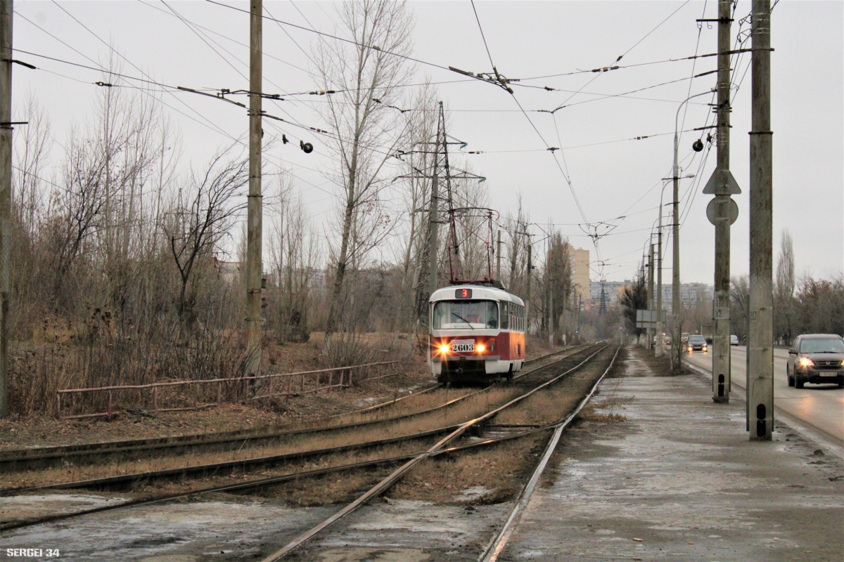 Волгоград, Tatra T3SU (двухдверная) № 2603; Волгоград — Трамвайные линии: [2] Второе депо — Советский район