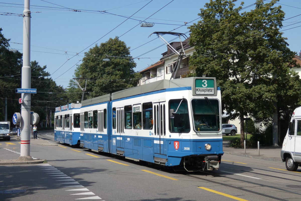Zurich, SWS/SWP/BBC Be 4/6 "Tram 2000" № 2038