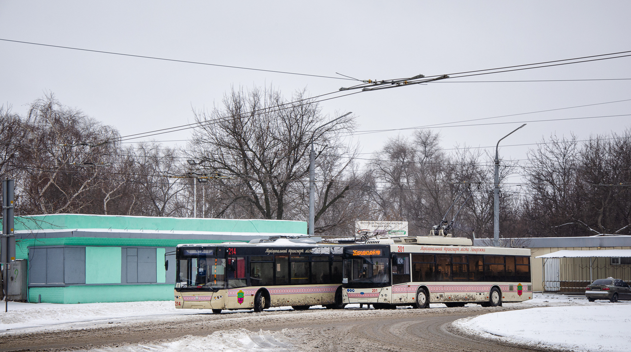 Запорожье, ЛАЗ E183D1 № 214; Запорожье, Дніпро Т203 № 201