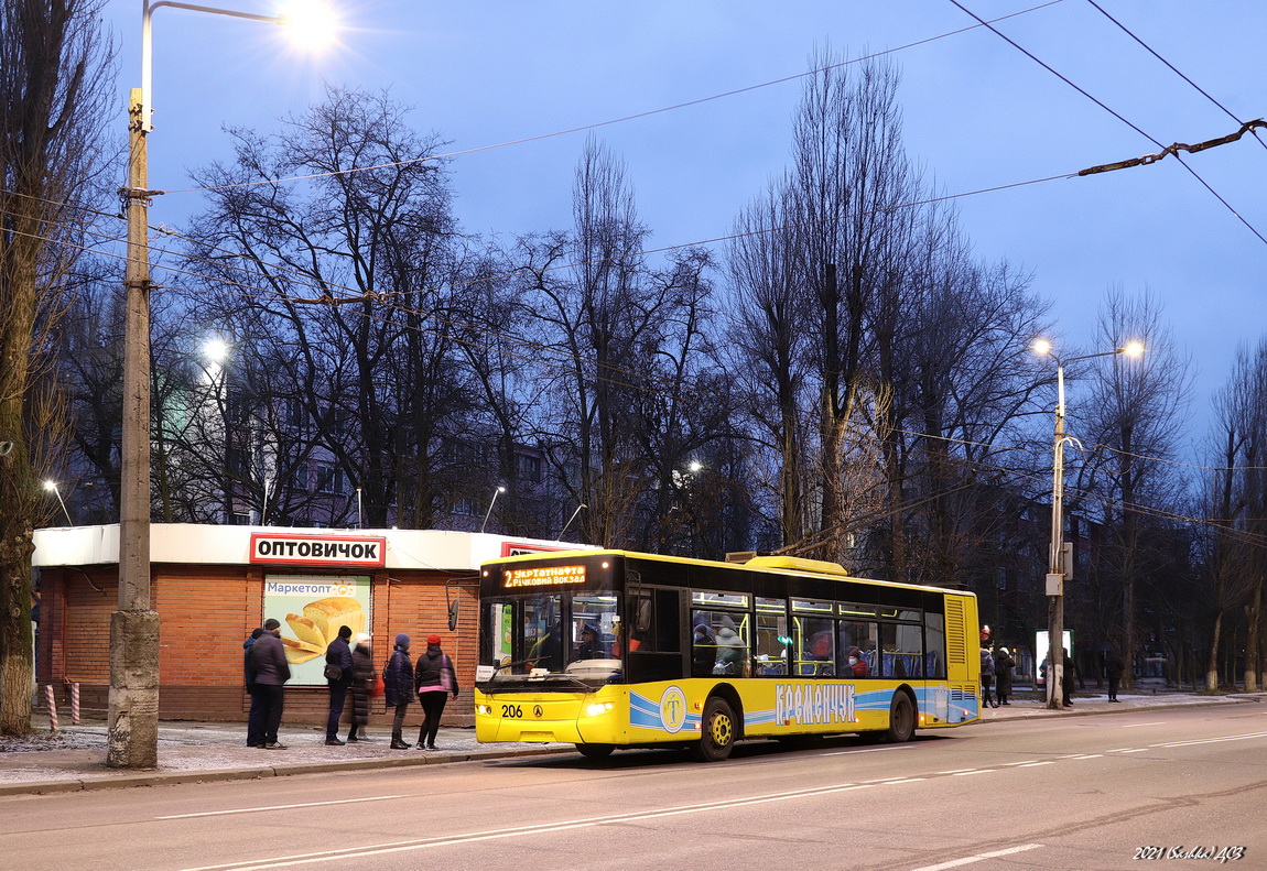 Кременчуг, ЛАЗ E183D1 № 206