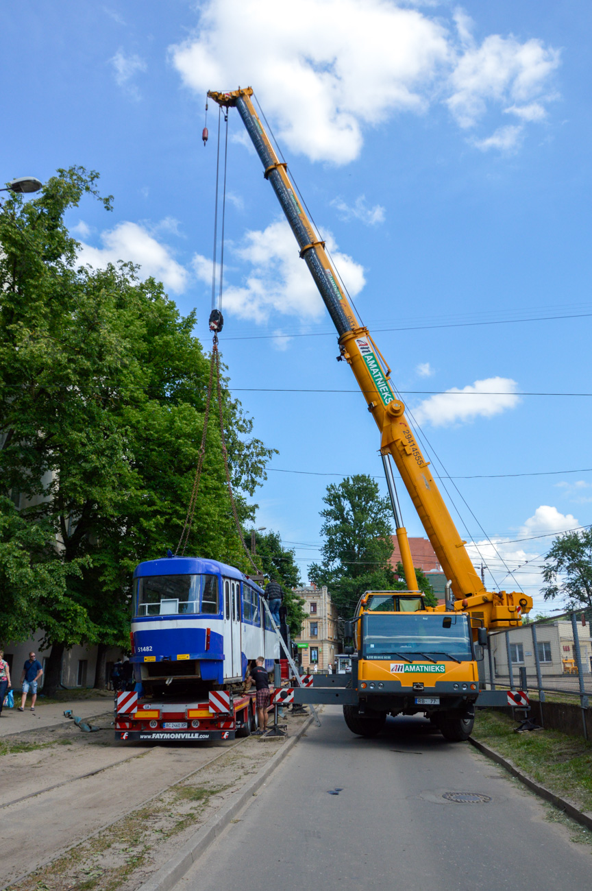 Riga, Tatra T3A — 51482; Riga — Miscellaneous photos; Riga — Transportation of Rolling Stock