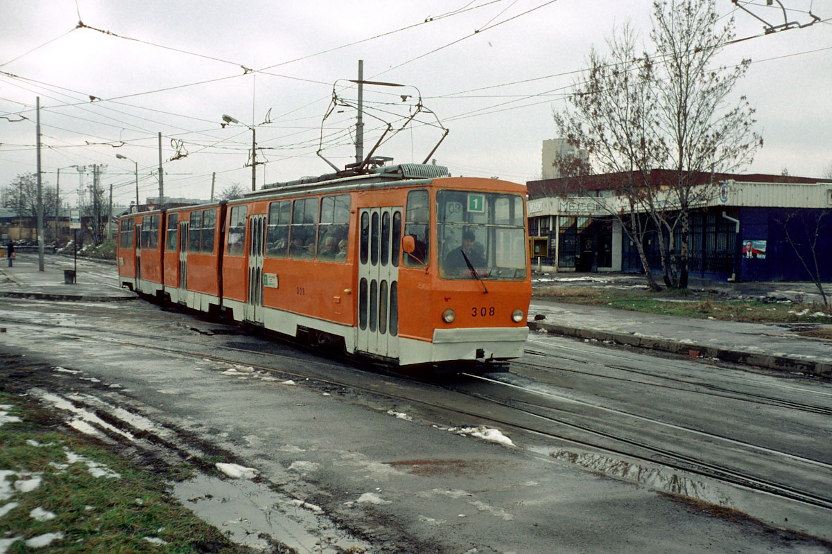 София, Т8М-301 (България 1300) № 308; София — Исторически снимки — Трамвайни мотриси (1990–2010)