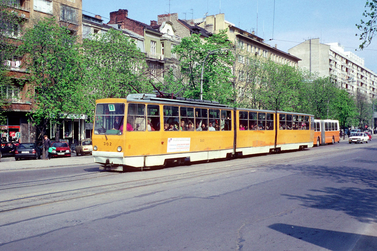 София, Т8М-301 (България 1300) № 302; София — Исторически снимки — Трамвайни мотриси (1990–2010)