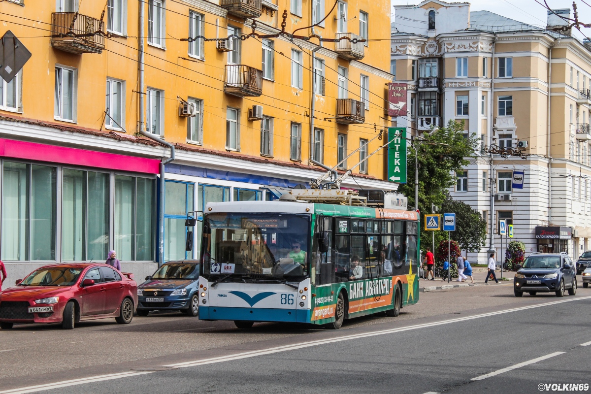 Тверь, Тролза-5265.00 «Мегаполис» № 86; Тверь — Последние годы тверского троллейбуса (2019 — 2020 гг.); Тверь — Троллейбусные линии: Центральный район