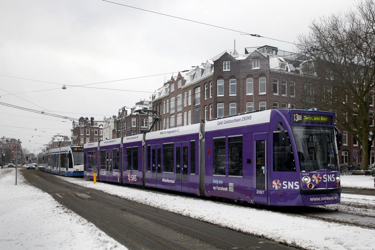 Amsterdam, Siemens Combino № 2097; Amsterdam — Snowfall 02/2021