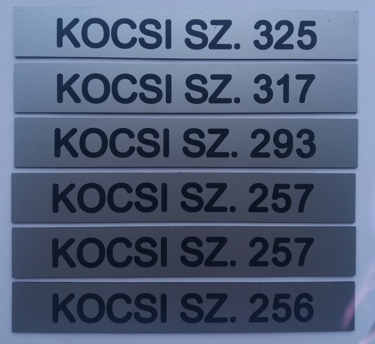 Budapešť, 81-717.2 č. 325; Budapešť, 81-717.2 č. 317; Budapešť, Ev3 č. 293; Budapešť, Ev3 č. 257; Budapešť, Ev3 č. 256