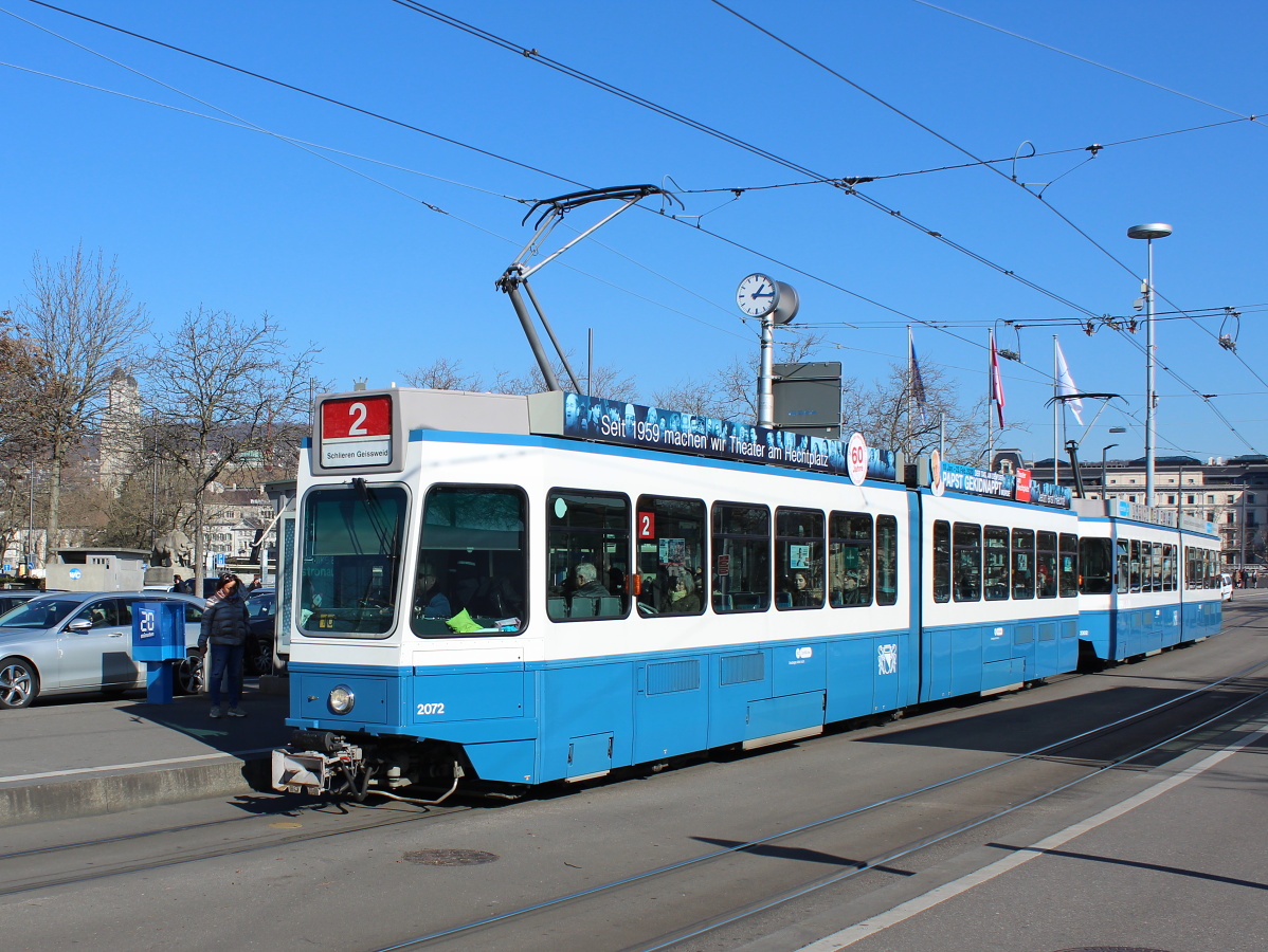Zürich, SWP/SIG/BBC Be 4/6 "Tram 2000" Nr. 2072