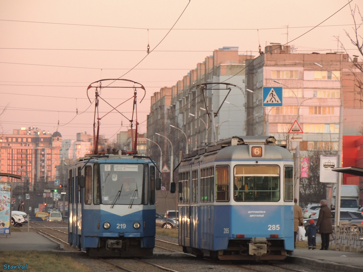 Винница, Tatra KT4SU № 219; Винница, SWS/SIG/BBC Be 4/6 "Mirage" № 285