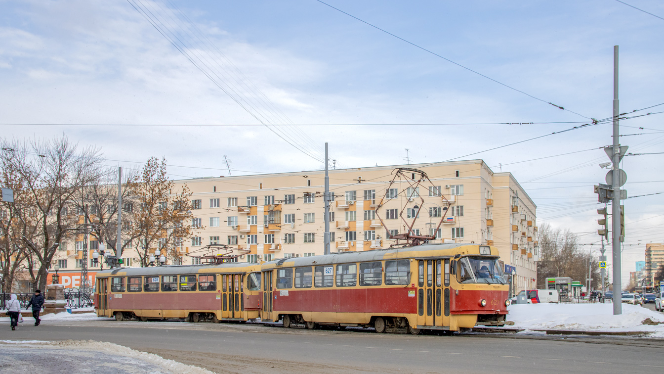 Екатеринбург, Tatra T3SU (двухдверная) № 628; Екатеринбург, Tatra T3SU (двухдверная) № 627