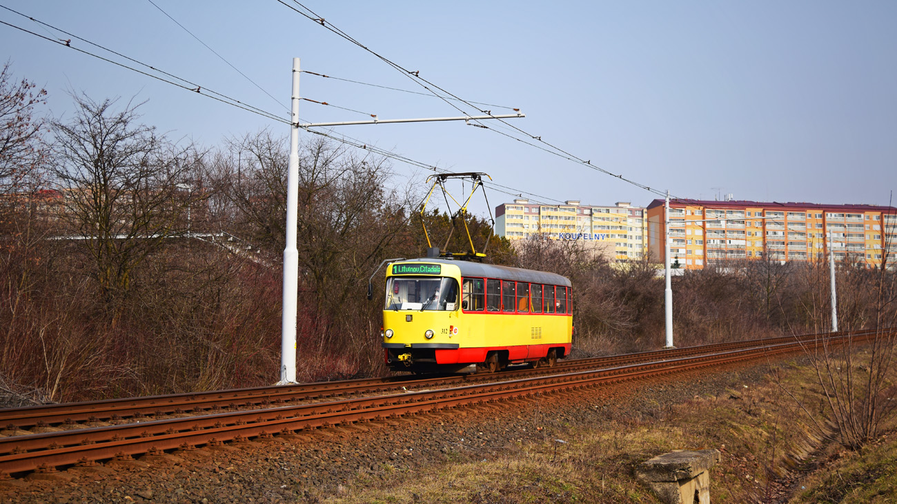Most ― Litvínov, Tatra T3M.3 nr. 312 Most ― Litvínov, Tatra T3M.3 nr. 312